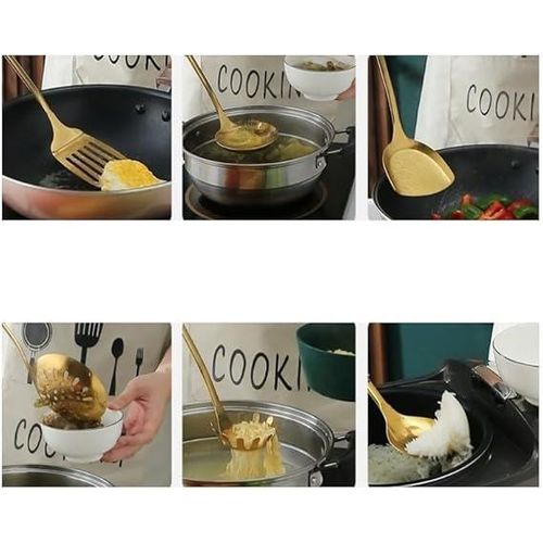 product_image_name-Generic-6pcs +1stand Heavy Golden Serving Non-stick Spoons with Marble Decoration-5