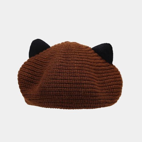 Fashion Winter Cat Ears Hat Warm Chunky Cable Knit Hats Soft