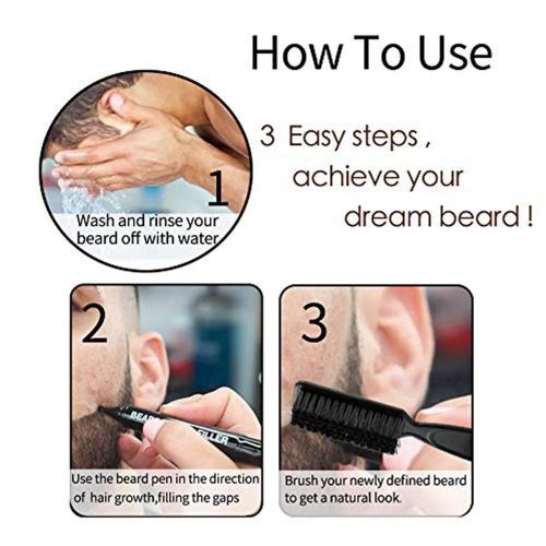 product_image_name-Guanjing-Brown Master 4 Tip Beard Pen Filler Facial Hair Moustache Repair Shape + Brush Bristle Waterproof Sweatproof Natural Long-lasting Coverage Mustache Set Kit Define Colour Enhance Styling Thickener-4