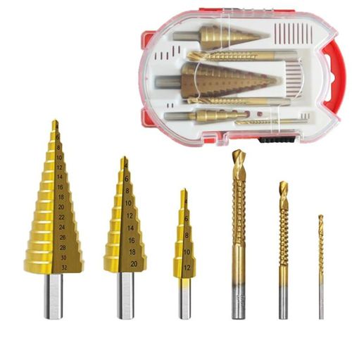 product_image_name-Generic-Heavy Duty 6pcs High Speed Steel Step Drill Bits, Twist Drill Bits Titanium Coated-3