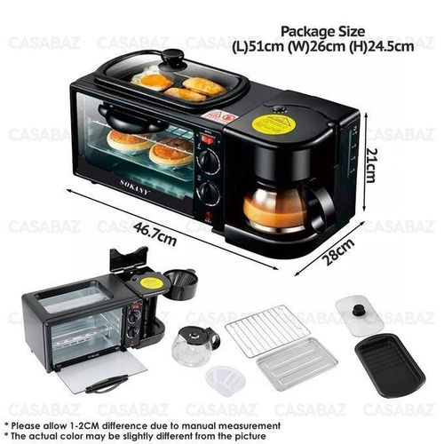 product_image_name-Sokany-3-in-1 Breakfast Maker with Coffee Brewer, Toaster Oven & Frying Pan - All-in-One Multifunctional Breakfast Station-5