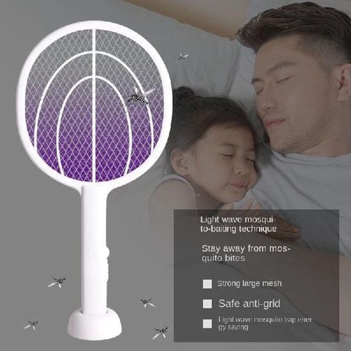 product_image_name-Generic-Electric Mosquito Swatter Stand Swatter Manual+ Automatic Blue Light USB Racket.-8