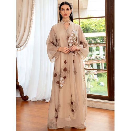 Arabic Dubai Brown Satin Mermaid Bronze Evening Dress 2022 With Crystals  And Beading, Long Sleeves, V Neckline, And Elegant Design For Celebrity  Parties And Special Occasions From Chicweddings, $142.65 | DHgate.Com