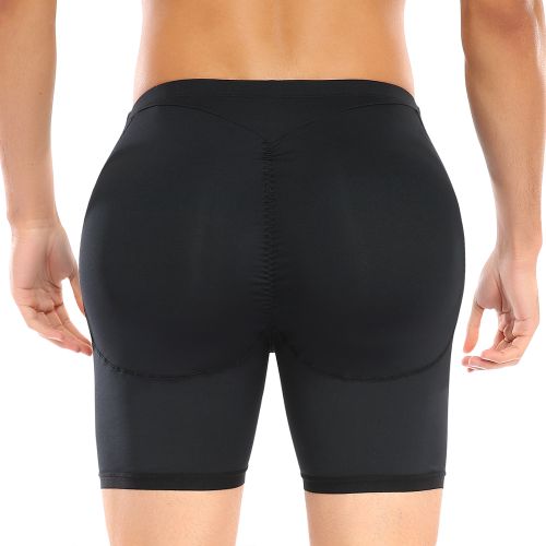 Men Tummy Control Shorts High Waist Slimming Shapewear Body Shaper Belly  Flat Leg Underwear Briefs Anti-curling Seamless Boxer 1pc Black