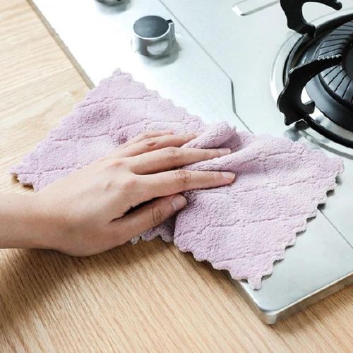 product_image_name-Generic-4pcs Super Absorbent Microfiber Kitchen Dish Cloth High-efficiency Tableware Household Cleaning Towel Kitchen Tools Gadgets-2