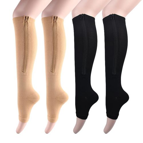 Generic Open Toe Zipper Compression Socks for Women, Adult, 2