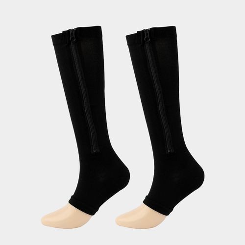 Zipper Compression Socks Open Toe Compression Stocking 2 Pairs 