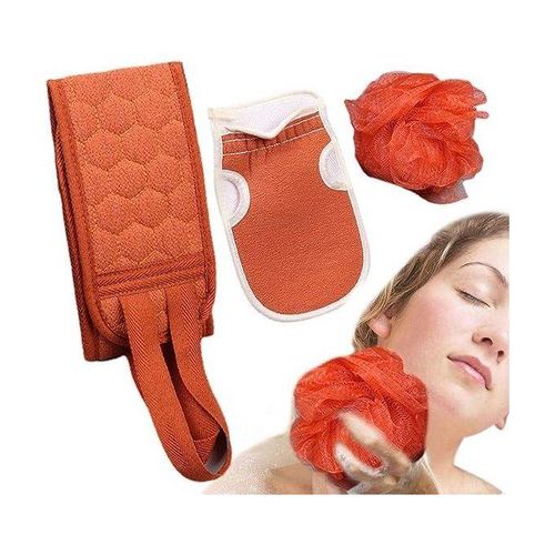 product_image_name-Generic-3 In1 Exfoliating Back Scrubber,Glove And Shower Loofah Set-3
