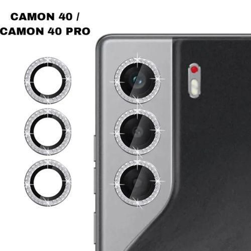 product_image_name-Tecno-3-Piece Silver Diamond Metal ring camera lens protector for Camon 40 / Camon 40 Pro-1