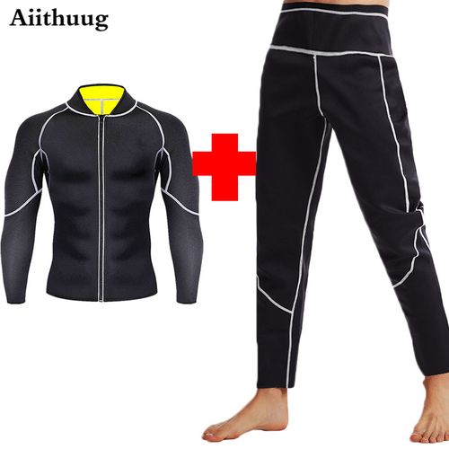 Aiithuug Sauna Suit for Men Sweat Sauna Jacket Long Sleeve Workout Zipper  Sweat Top Gym Fitness