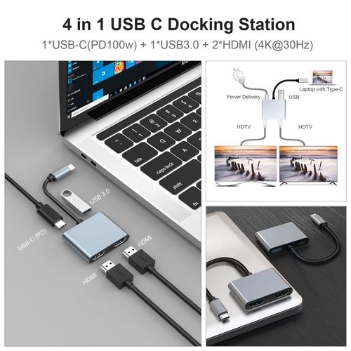 product_image_name-Generic-4 In 1 Type-c+HDMI+VGA+PD Charging+USB 3.0 Adapter Docking Station Hub-2