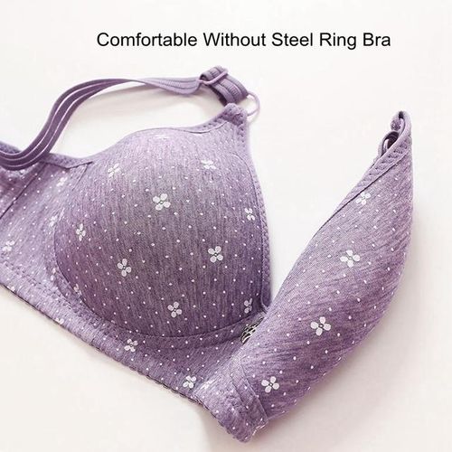 Ersazi Underoutfit Bras For Women 3Pc Women'S Fashion Large Size Non-Steel  Ring Gathered Breathable Comfortable Underwear On Clearance Purple Plus