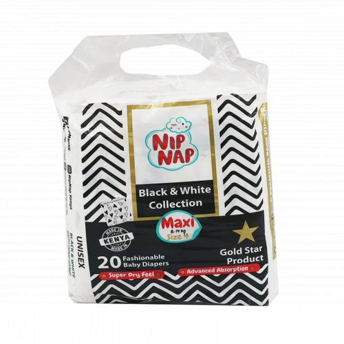 NIPNAP Black & White Highcount Maxi Diapers Size 4 (8-14kg)