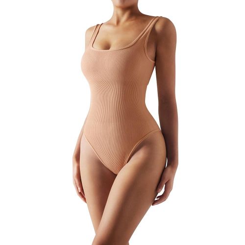 Fashion Bodysuit Shapewear Women Ribbed y Bodysuit Tummy Control Spaghetti  Square Neck Padded Tank Top Seamless Jumpsuit Bodyshaper @ Best Price  Online