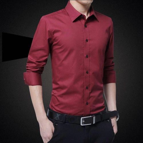 Fashion M-5XL Mens Shirt Formal Slim Fit Long Sleeve Business