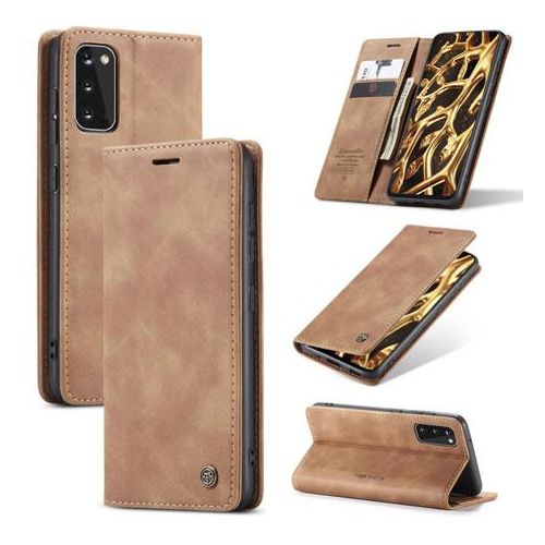 product_image_name-Caseme-Brown Soft Leather Wallet Flip Cover Case for Samsung Galaxy s20-1