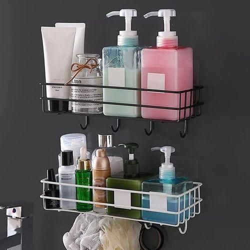 product_image_name-Generic-Metallic Bathroom Kitchen Shelf Storage Rack With 4 Hooks-1