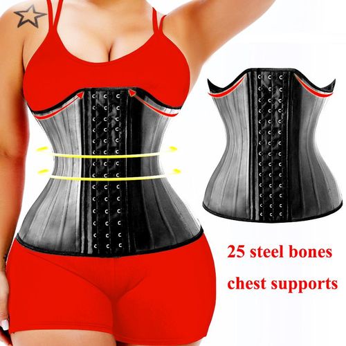 Latex Girdles Rubber Women Handsome Pure Black Sexy Corset Workout Waist  Trainer Size XXS-XXL