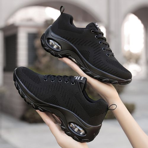 Flangesio Fashion Women Lightweight Sneakers Big Size 35-42 Outdoor Casual  Shoes Breathable Mesh Comfort Lace Up Trainers Women Black White