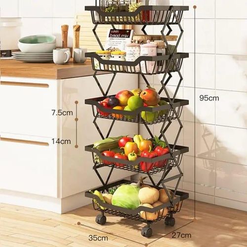 product_image_name-Generic-5 Layer foldable fruit/ vegetables rack with wheels -1