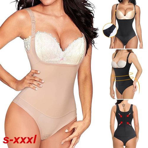 Women Shapewear Bodysuit Thong Tummy Control Open Bust Seamless