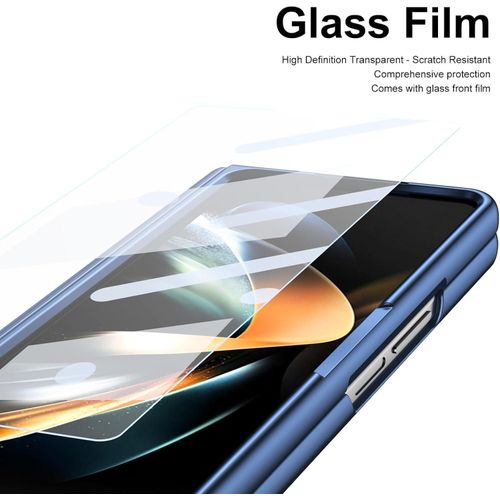 product_image_name-Generic-Luxury Foldino Leather Case for Samsung Galaxy Fold 3 with S Pen Slot, Hinge, Camera and Front Screen Protection - Blue Business Class Premium PU Cover-4