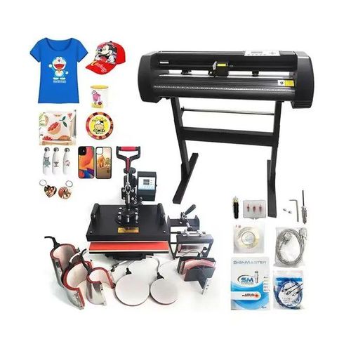 product_image_name-Combo-2 feet Vinyl plotter cutting machine and 8 in 1 tshirt printing machine heat press machine-1