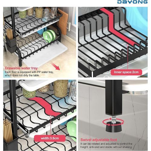 product_image_name-Generic-3 Tier Large Capacity Dish Drainer Storage Rack Organizer With Drainer-5