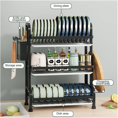 product_image_name-Generic-3 Tier Large Capacity Dish Drainer Storage Rack Organizer With Drainer-7