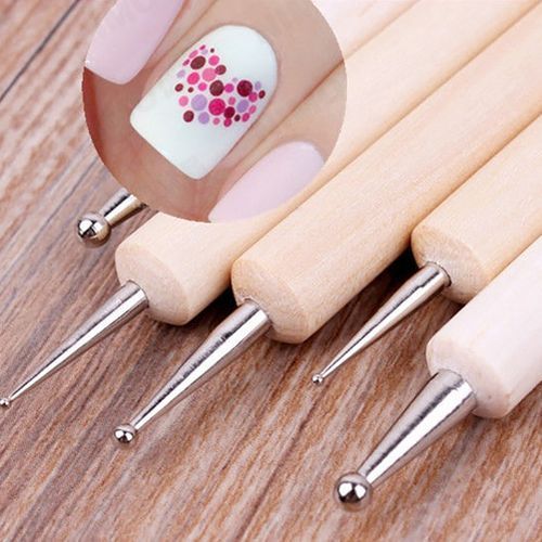 5pcs 2 Way Dotting Pen Marbleizing Tool Nail Art Design Dot Paint Tools  Sets US