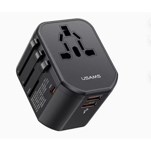 product_image_name-Usams-T59 20W Global Travel Charger, Universal Plugs Travel Charger with Dual USB-A + USB-C PD 20W Fast Charge for Worldwide Use-1