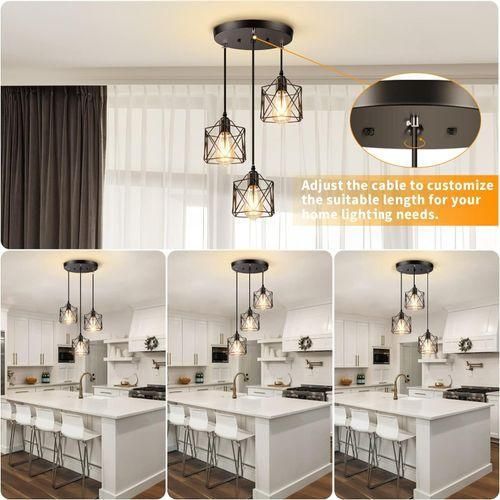 product_image_name-Generic-3 Head LED Ceiling Light, Adjustable Pendant, Recessed Lighting+Metal Cage Base-2