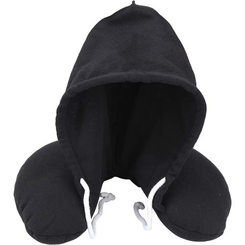 product_image_name-Generic-Microfiber Travel Neck Pillow With Hoodie - Black-3
