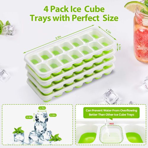  Ice Cube Trays, Silicone Easy-Release and Flexible 14-Ice Trays  with Spill-Resistant Removable Lid, BPA Free, Durable and Dishwasher Safe,  2 Pack: Home & Kitchen