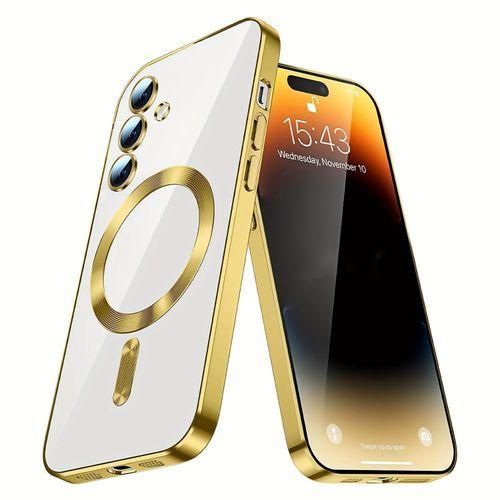 product_image_name-Generic-Electroplated Clear MagSafe Case /cover with Camera Lens Protector for Samsung Galaxy A56- Gold Trim-1