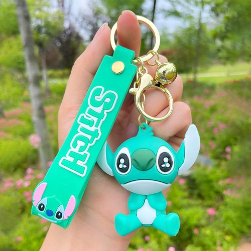 Disney Anime Stitch Toys Keychian Pink Blue Stitch Pendant Keychain Women  Gift