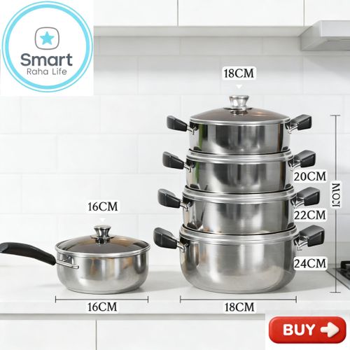 product_image_name-Generic-RahaLife Stainless Steel Pots 5pcs pots 5pcs lids Cookware Sets-3