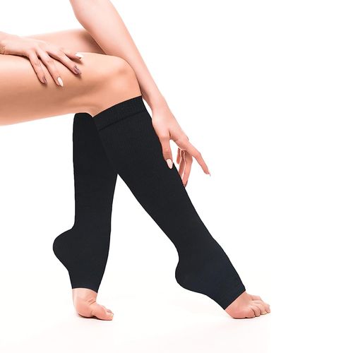 product_image_name-Dynamic-Medical Compression Stockings AD (below Knee) Open Toe Black Color-1