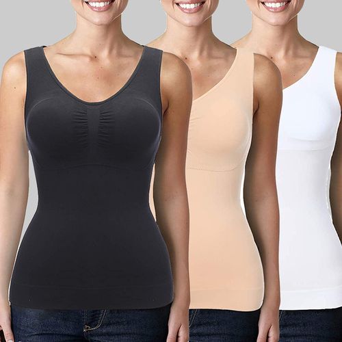 Fashion (White)Women Cami Shaper With Built In Bra Tummy Control