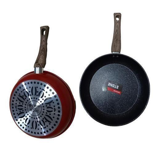 product_image_name-Generic-28Cm Stone Pan With Wooden Handle,Non-Stick,  red base-2