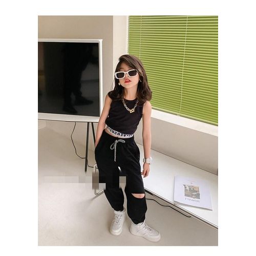 Kids Girls Summer Clothing Set Children T-shirt Jogger Pants