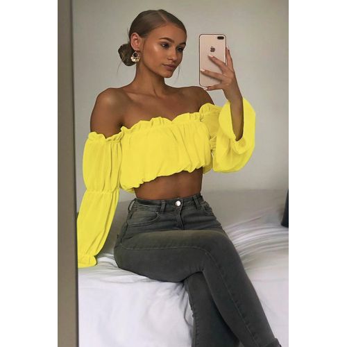 Fashion 5 Colors Women Chiffon Off Shoulder Casual Summer Autumn Crop Top  Blouse Shirts @ Best Price Online