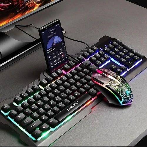 product_image_name-Generic-T21 Cool Back Light Gaming Mechanical Keyboard Feel Metal Phone Holder Wired Keyboard Mouse Set-1