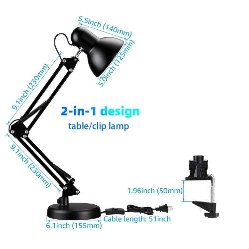 product_image_name-Generic-Adjustable Swing Arm Desk Lamp E27 Clamp On Reading Light for Students Office Dorm Room-3