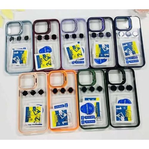 product_image_name-Generic-Clear  Case with Free Camera Lens Protector, Stand & Shockproof Corners for iPhone 17 Pro Max - Pink-2