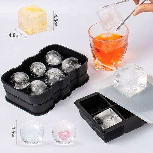 Round Silicone Ice Cube Makers Black