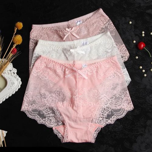 Fashion 3Pcs Gorgeous Cotton Soft Lace Panty Seamless Women Underwear  Panties @ Best Price Online