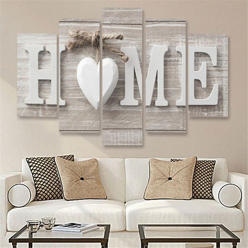 Generic 5 PCS Canvas Printing Love HOME Wall Art Pictures, Size20x35cm x2,20x45cm x2,20x55cm x1