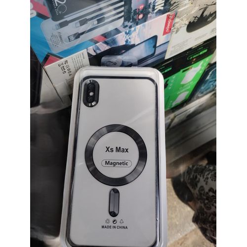 product_image_name-Apple-iPhone XS Max Electroplated Clear Case, Slim with Camera Protection, Shockproof, MagSafe Compatible, Black Border-2
