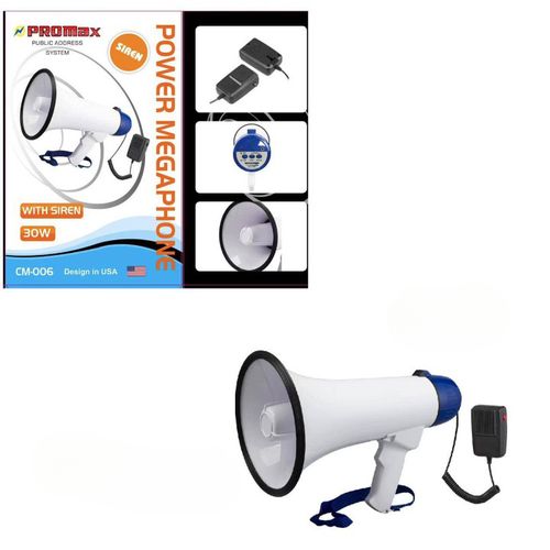 Promax 30W Public Address System With Siren Power Megaphone PA Speaker